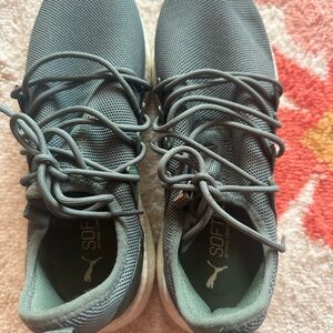 Puma Gray Mesh Lace-Up Athletic Sneakers